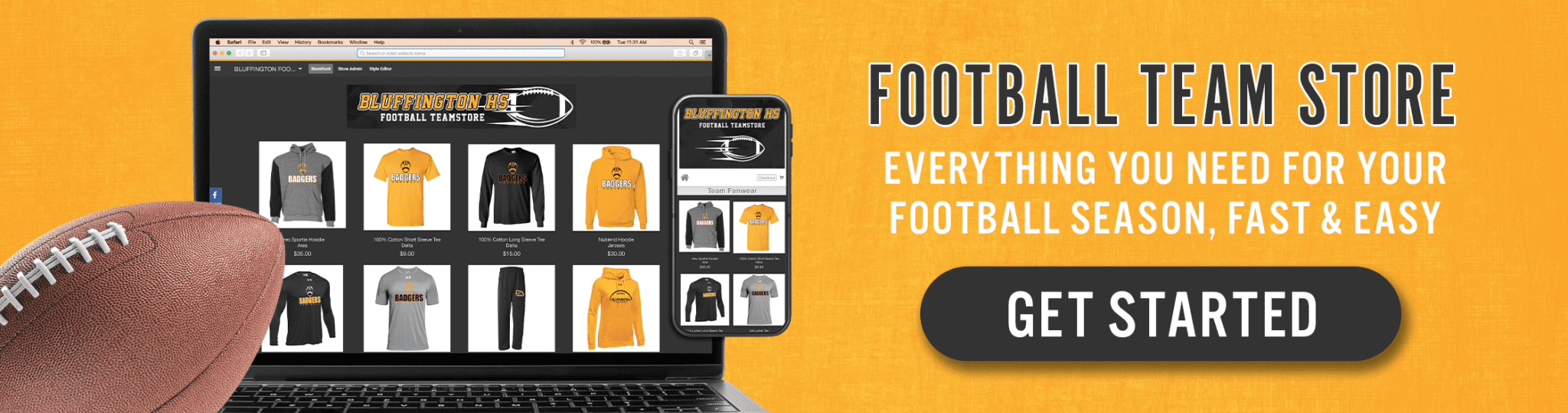 football custom apparel and spirit wear from ARES Sportswear